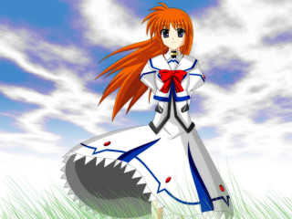 Anime girl shark tail red - lostfish free wallpaper