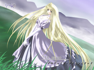 Woman blonde hair field moon - a character portrait free wallpaper