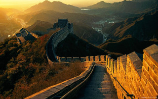 Great wall china sunset mountain - a view free wallpaper