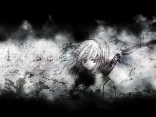 Alice prin ghost sword bw - autodestructive art free wallpaper