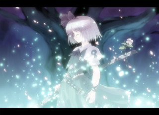 Girl sword flower tree stars 2 - a sword and a flower free wallpaper