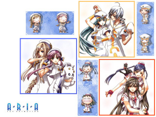 Anime girls sailor hats longhair - their head free wallpaper