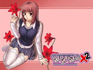 Girl redflower pinkbackground pleatedskirt redeyes - a red flower free wallpaper