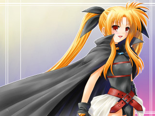 Anime blonde haired magical girl - a black cape free wallpaper