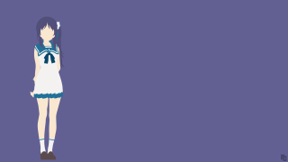 Girl short dress purple background - a blue ribbon free wallpaper