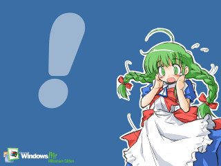 Cartoon girl questionmark blue background - free christmas wallpaper for desktop