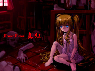 Creepy bedroom girl anime red - asian free wallpaper