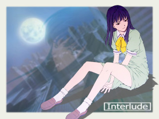 Girl moonlight rooftop retrofuturism purplehair - full free wallpaper