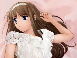 Girl longhair white shirt pinkbackground - a picture free wallpaper for desktop