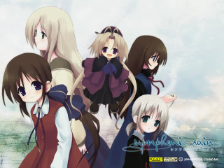 Anime girls cloudy sky school - symbolist free wallpaper