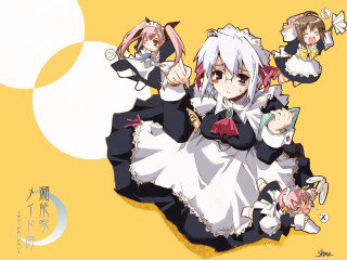 Anime couple yayoi moon maid - a white circle in the middle free wallpaper