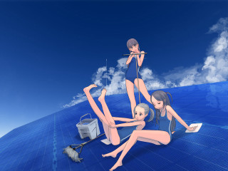 Three women bathing suits cat - three woman free wallpaper