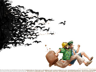 Man sitting bag bats tree - a bag free wallpaper