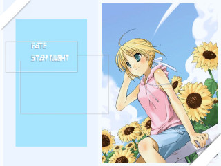 Girl sitting sunflowers sky anime - the background and a sky background free wallpaper