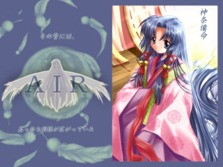 Girl bird kimono blue eyes - serial art free wallpaper