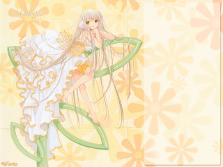Girl longhair whiteDress flowerBackground animeArt - long hair free wallpaper