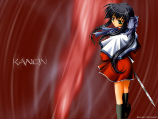 Anime girl black hair sword - a red background free wallpaper