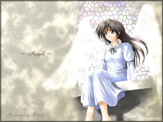 Angel girl rooftop gothic anime - a ledge free wallpaper