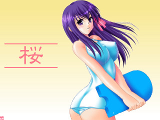 Purple hair blue dress anime - visual free wallpaper