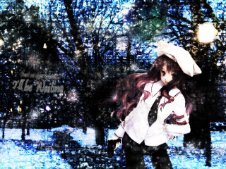 Woman tie hat snow city - in the foreground free wallpaper