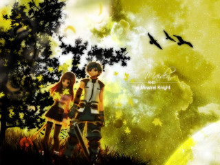 Anime couple forest night fireworks - overhead free wallpaper