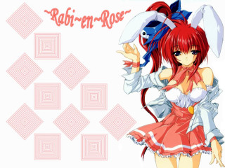 Red dress girl rabbit ears - a white hat free wallpaper