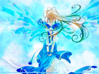 Woman blue dress bird wave - her shoulder and a bird free wallpaper