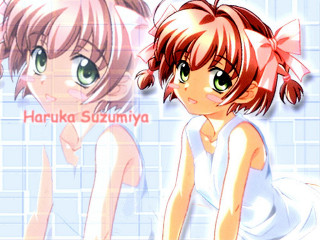 Anime girls bathroom bow braid - behind them free wallpaper