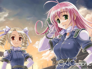 Anime girls cloudy sky phone - two anime character free wallpaper