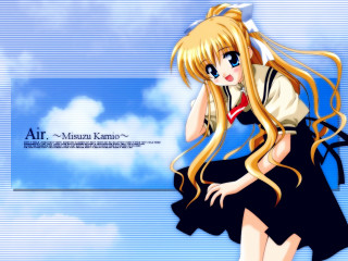 Blonde girl clouds blue sky - a blue sky background free wallpaper