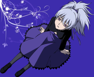 Silver ponytail purple dress night - her stomach free wallpaper