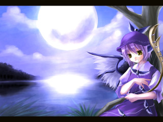 Anime girl bow arrow lake - full free wallpaper for desktop