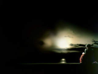 Man woman ledge night full - a ledge free wallpaper