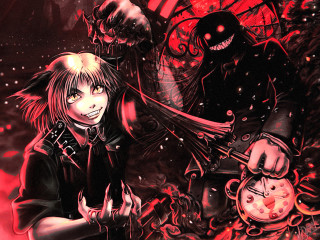 Anime clock demon gothic yandere - their hand and a demon in the background free wallpaper