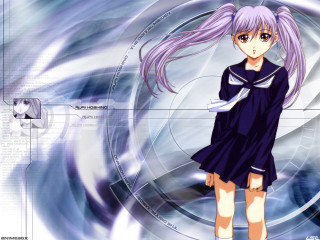 Anime girl blue dress circular - a circular background free wallpaper