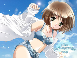 Woman bikini blue sky clouds - aimitsu free wallpaper