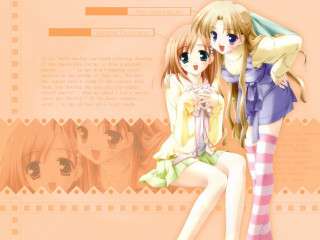 Anime girls bench camera kyoto - their back free wallpaper