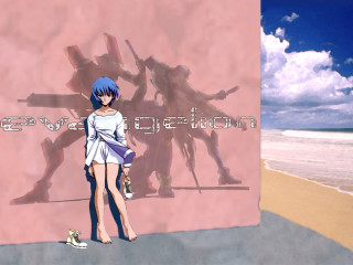 Pink wall beach shadow blue - a beach in the background free wallpaper