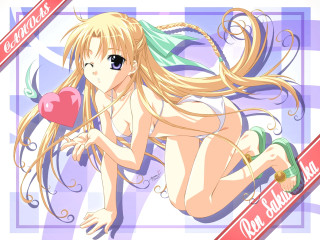 Girl heart bikini blonde blue - long hair holding free wallpaper