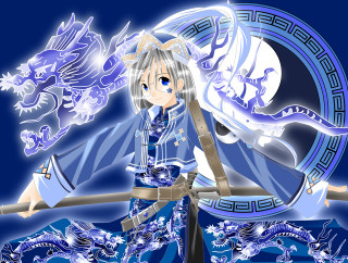 Anime dragon sword magic hexagram - a sword and a dragon free wallpaper