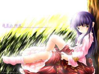 Pink dress girl sitting tree - a white sky free wallpaper