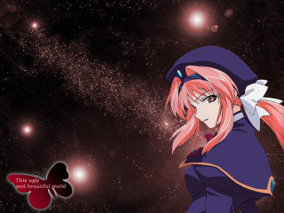 Pink haired girl space stars - a space free wallpaper