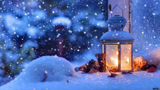 Lantern lit snow window snowy - evgeny lushpin free wallpaper
