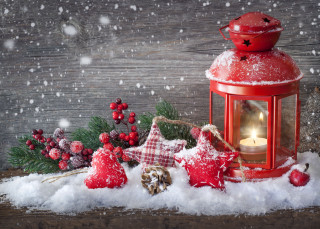 Red lantern holly snow pine - still free wallpaper