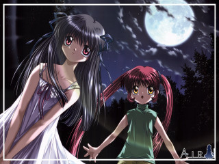 Moon girls anime outerspace night - full free wallpaper