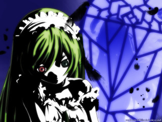 Green haired gothic girl cat - green hair free wallpaper