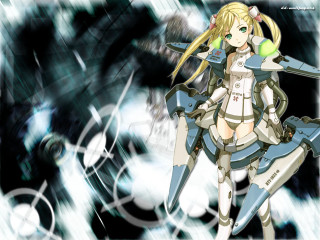 Anime girl sword dress black - white circle free wallpaper
