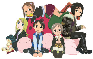 Anime group couch animals 5girls - toyism free wallpaper