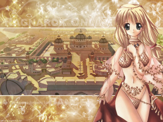 Woman bikini cityscape castle gold - a gold background free wallpaper