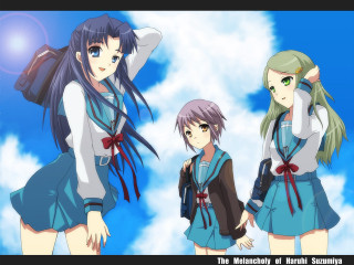 Anime girls sky clouds sun - a cloudy day free wallpaper